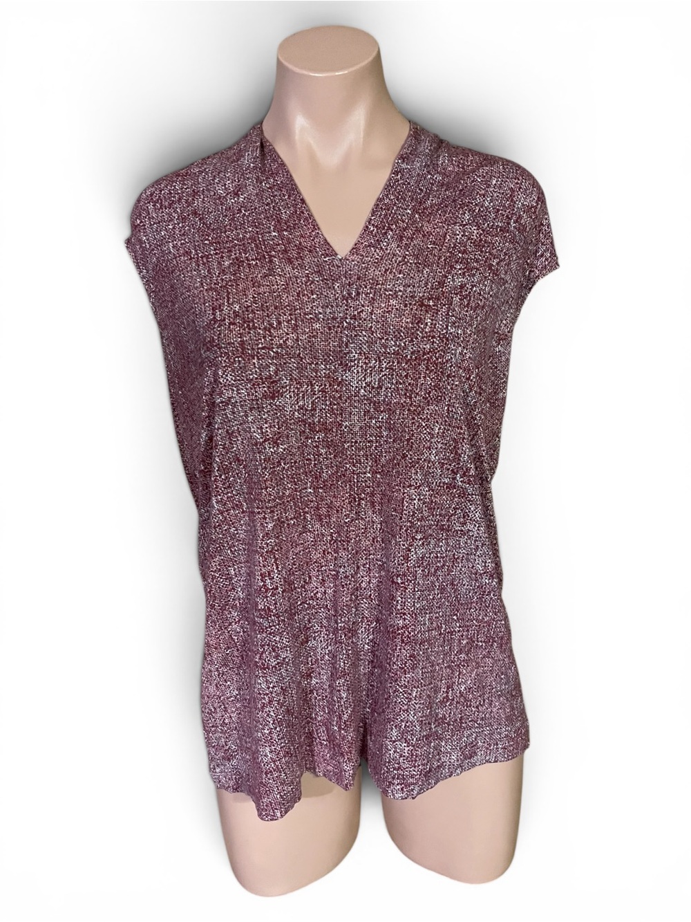 CAbi Womens Top M Pink Raspberry Marled V Neck Sleeveless Blouse Shell #123
